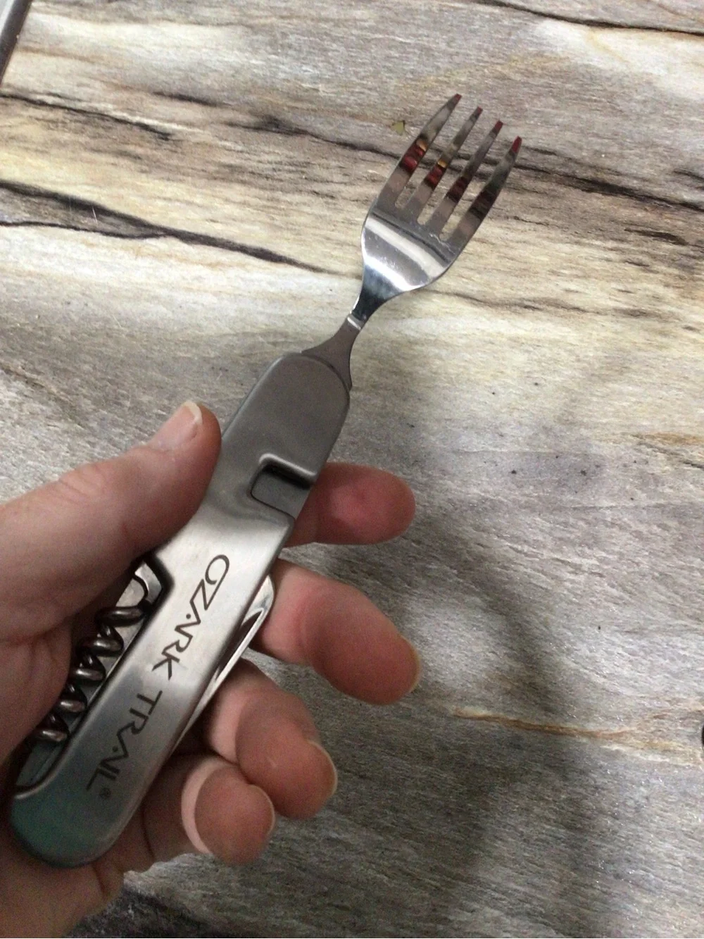 Sold! 2pc Ozark Trail Camping Utensil Multi Tool Spoon Fork Knife Corkscrew